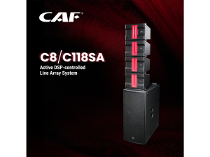 Bộ loa CAF Audio C8 gồm 8 chiếc loa array model C8 và 2 chiếc loa siêu trầm model C118SA